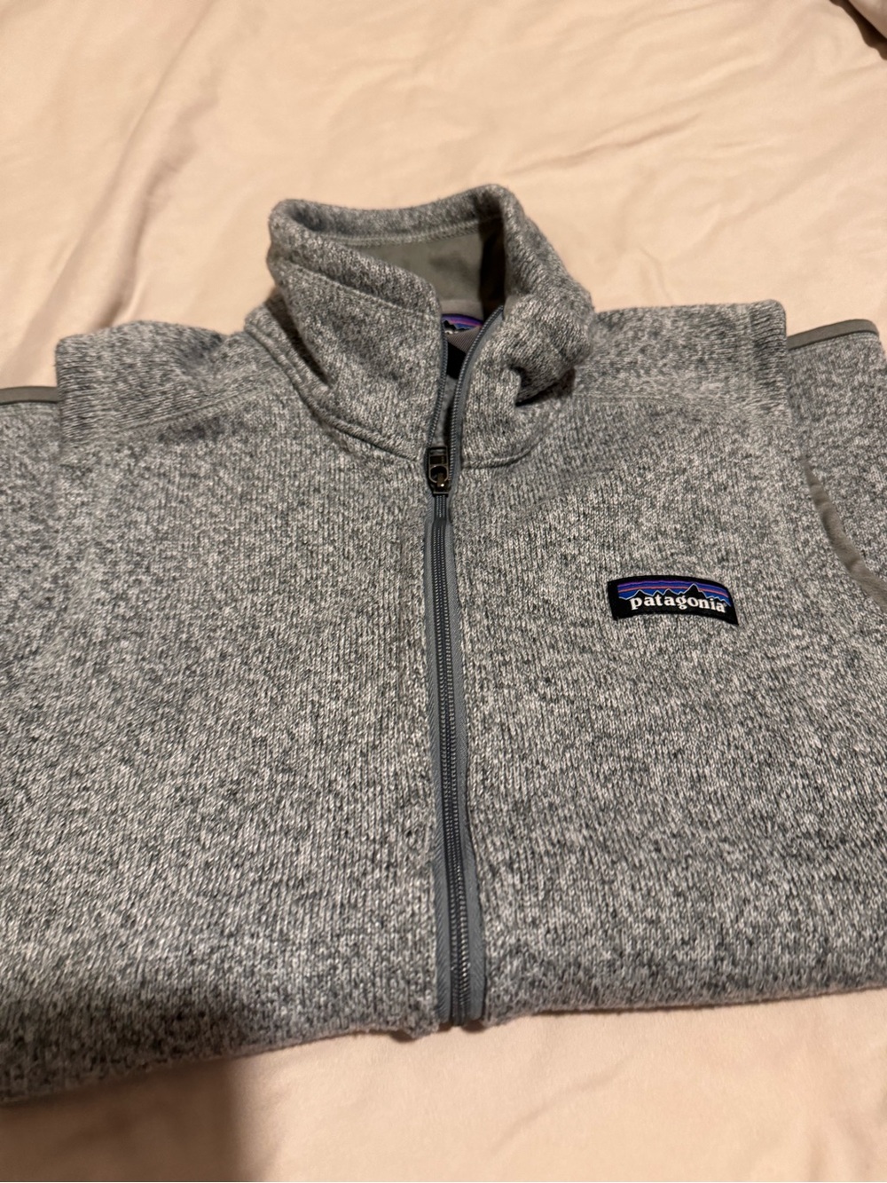 Patagonia Gray Fleece Jacket with Multicolor Logo